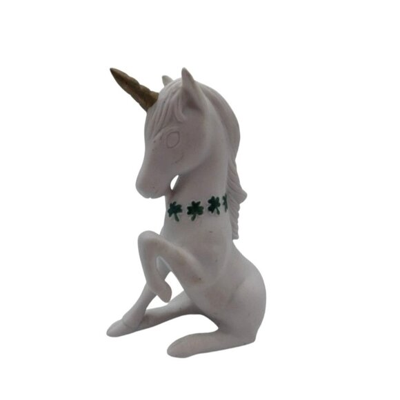Vintage Lefton Unicorn Figurine Lucky Irish Shamrock 1985 Porcelain Bisque - Picture 3 of 9